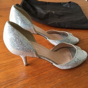 Kate Spade sage silver glitter pump